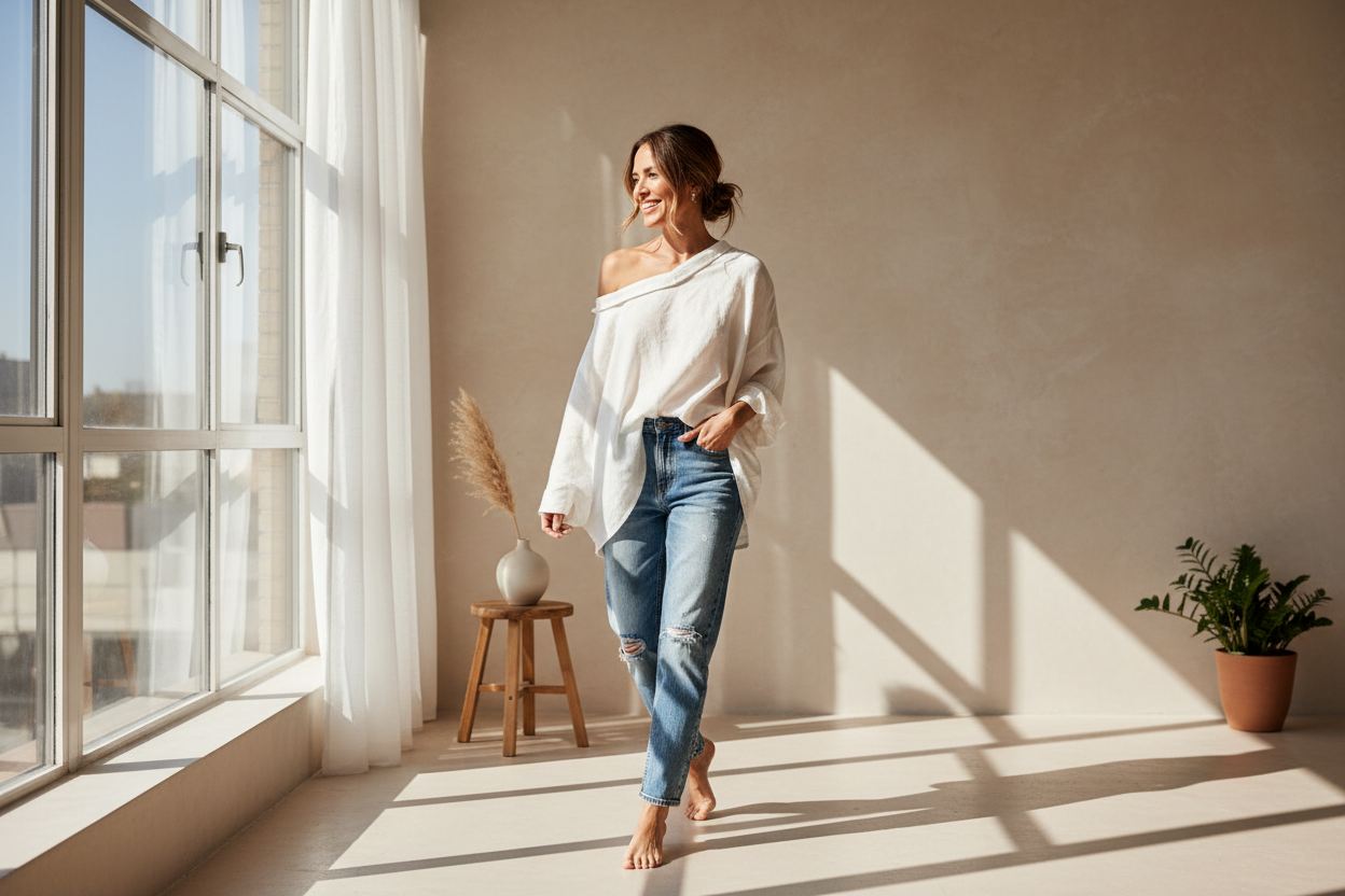 Banner foto casual fashion met natuurlijk licht