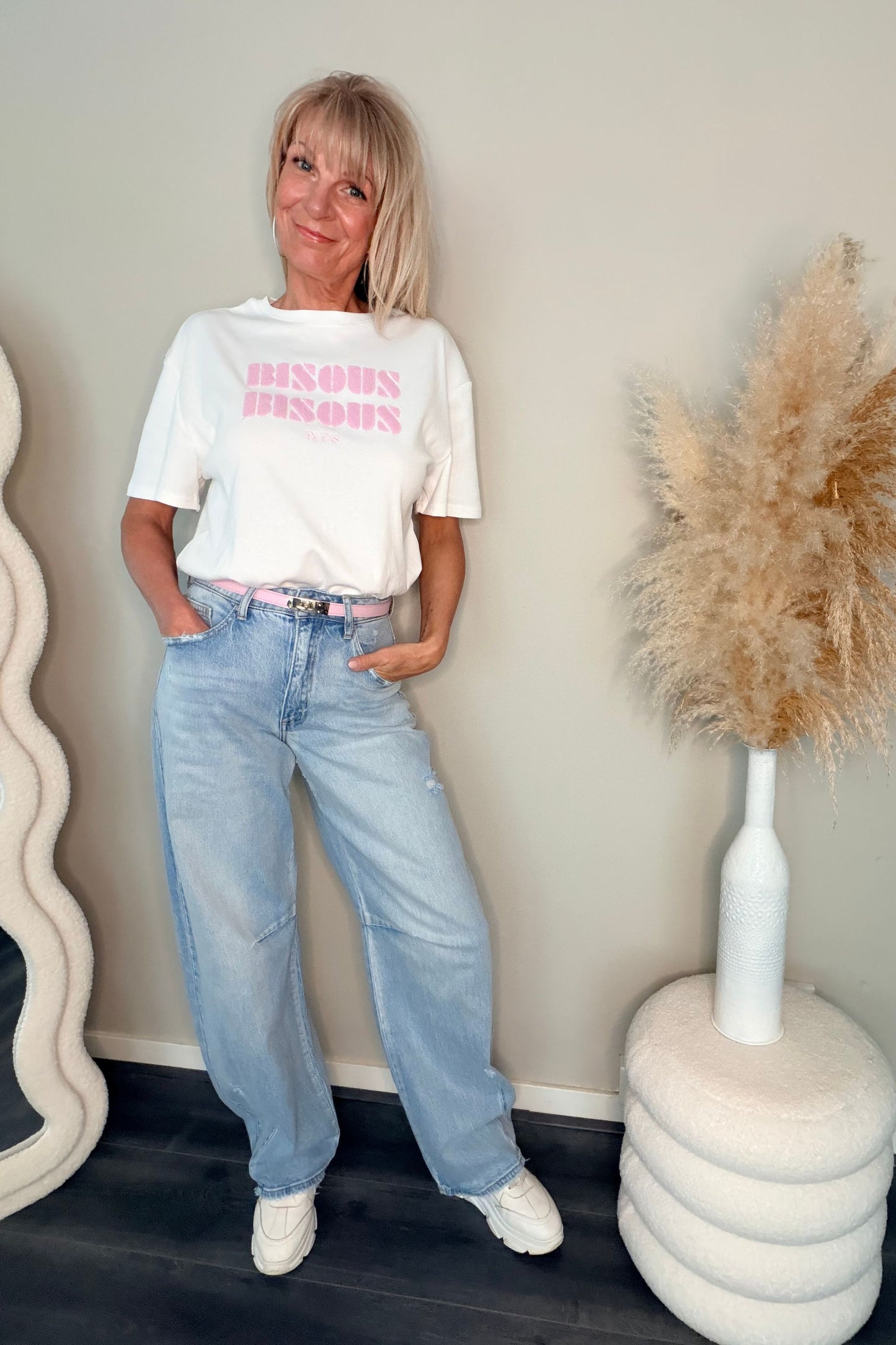 Bisous Teddy Shirt White/Pink