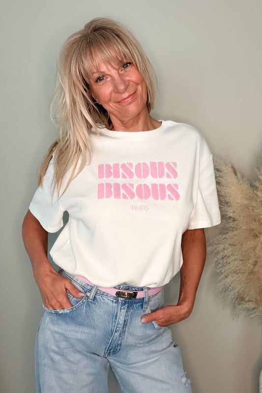 Bisous Teddy Shirt White/Pink