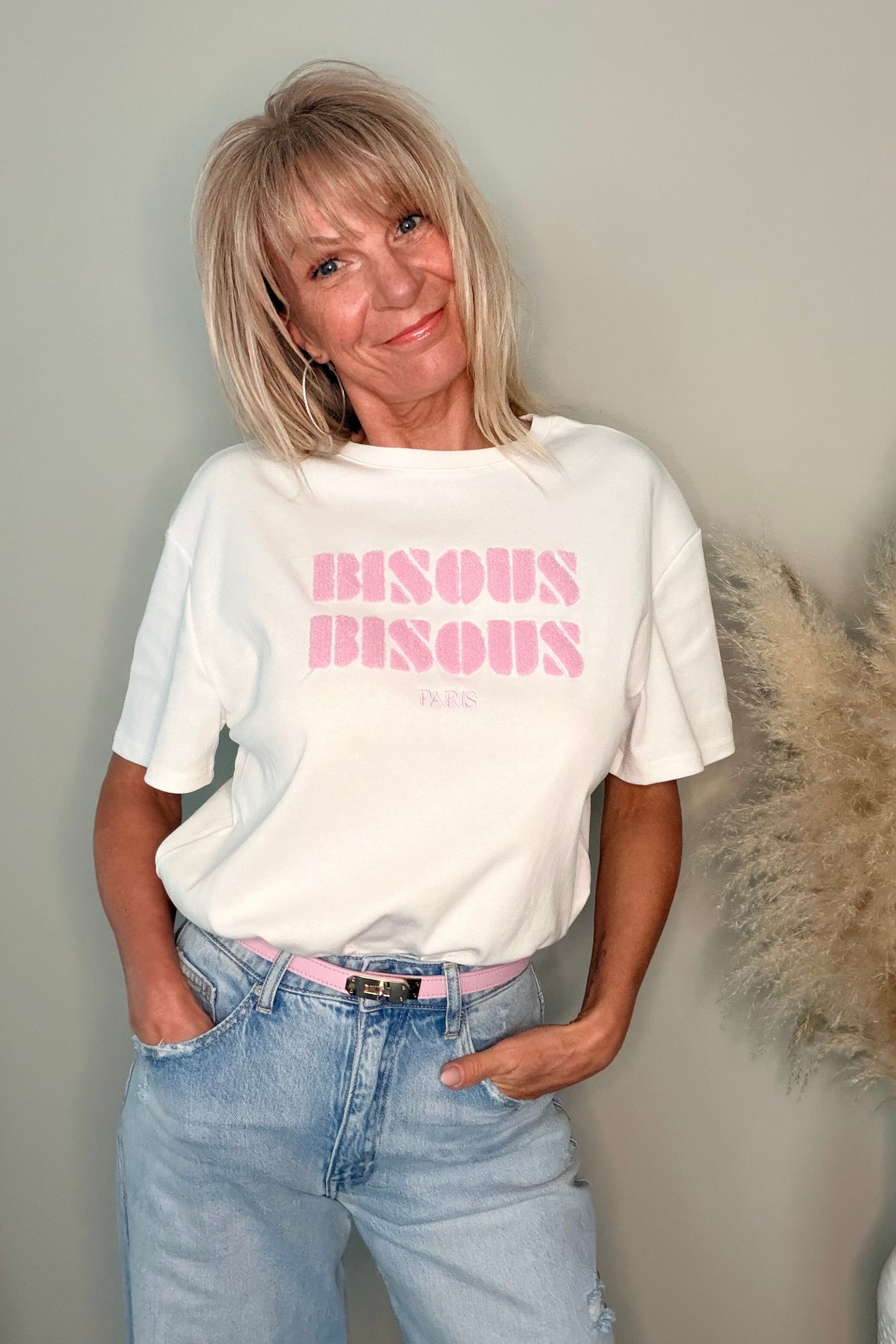 Bisous Teddy Shirt White/Pink