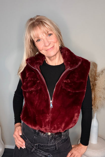 Furry Gilet Burgundy