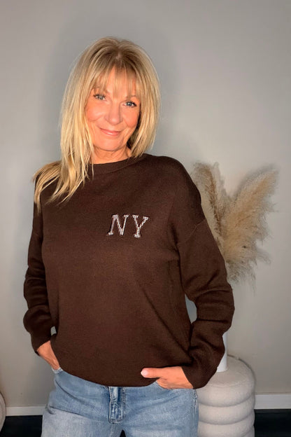 New York Check Sweater Chocolat