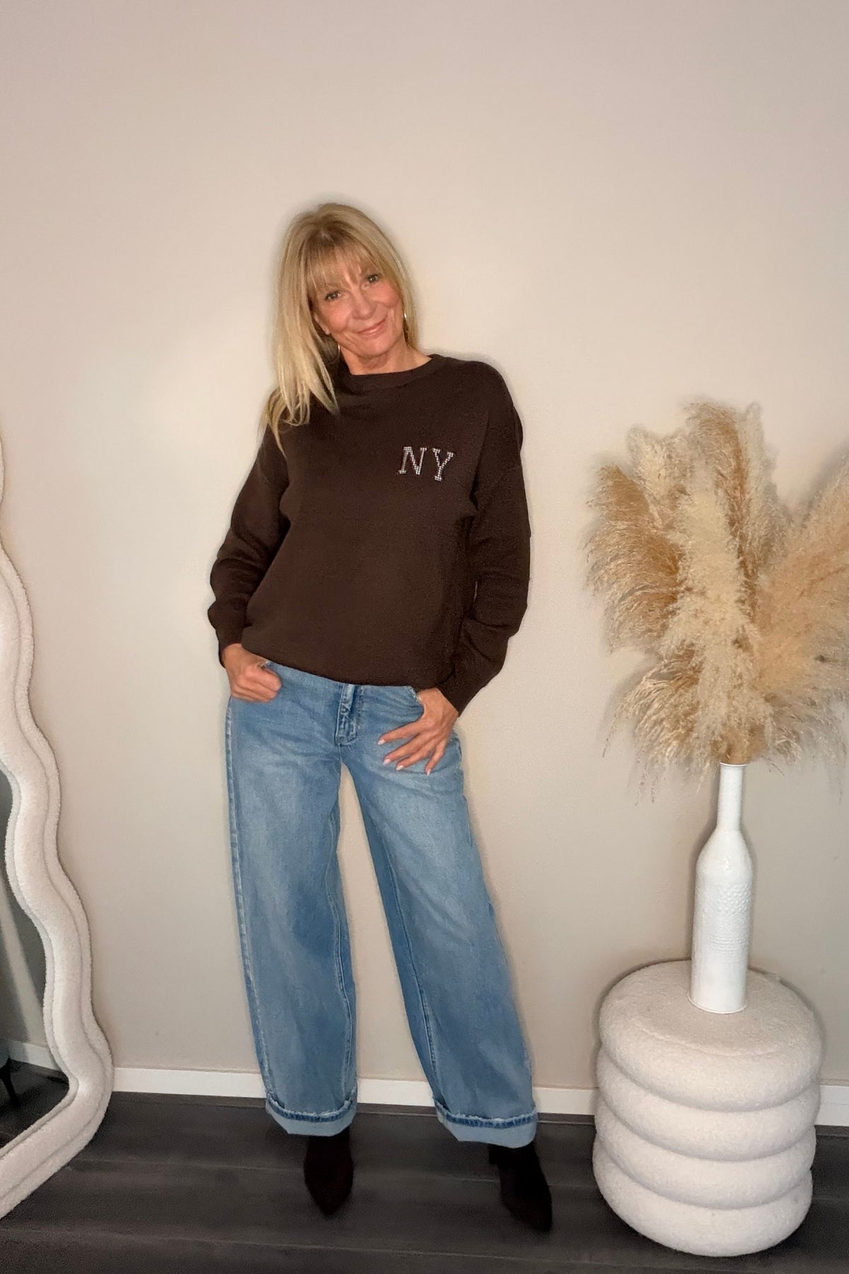 New York Check Sweater Chocolat