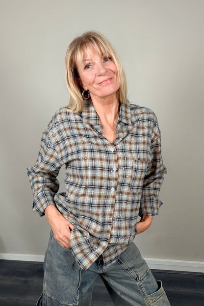 HeyB Shiny Check Blouse
