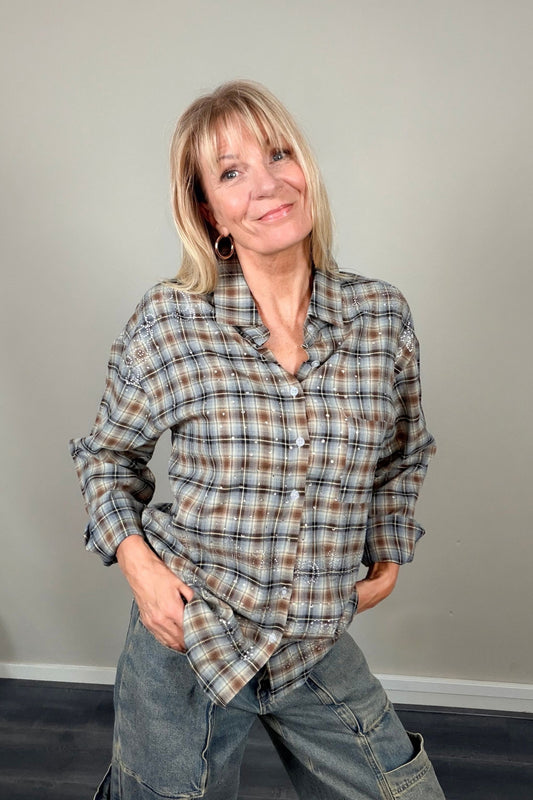 HeyB Shiny Check Blouse
