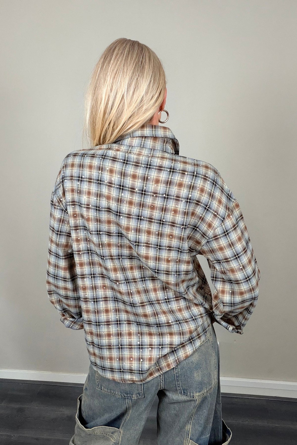 HeyB Shiny Check Blouse