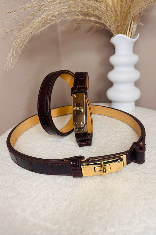Belt Stella Croc Burgundy