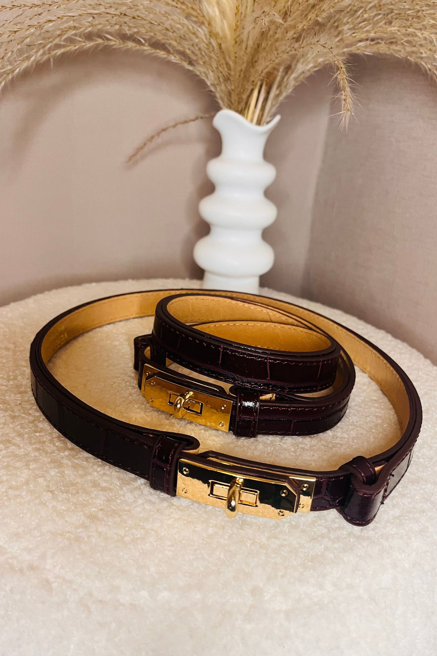 Belt Stella Croc Burgundy