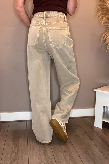 Feelko Jeans Wide Leg Taupe