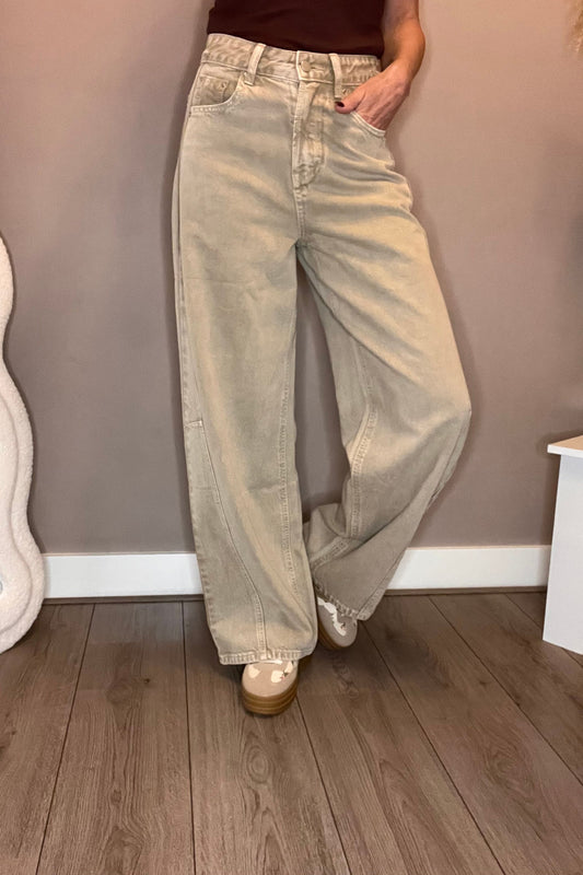 Feelko Jeans Wide Leg Taupe