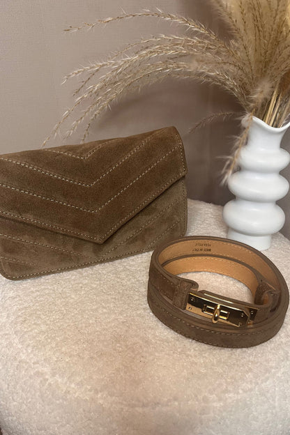 Tilly Shoulderbag Taupe Suède