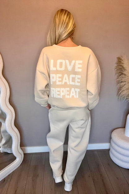 Love Peace Repeat Sweater  Beige