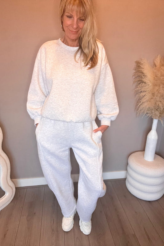 Love Peace Repeat Sweater Grey/Coral